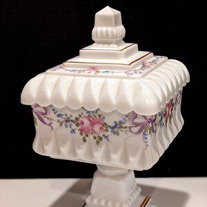 Westmoreland Hand Painted Milk Glass Wedding Bowl